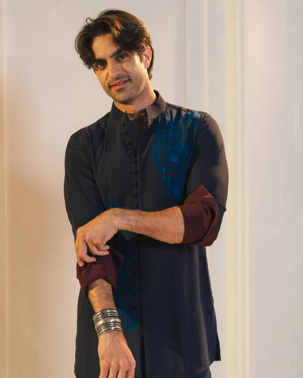 Midnight Blue Handpaint Kurta Set