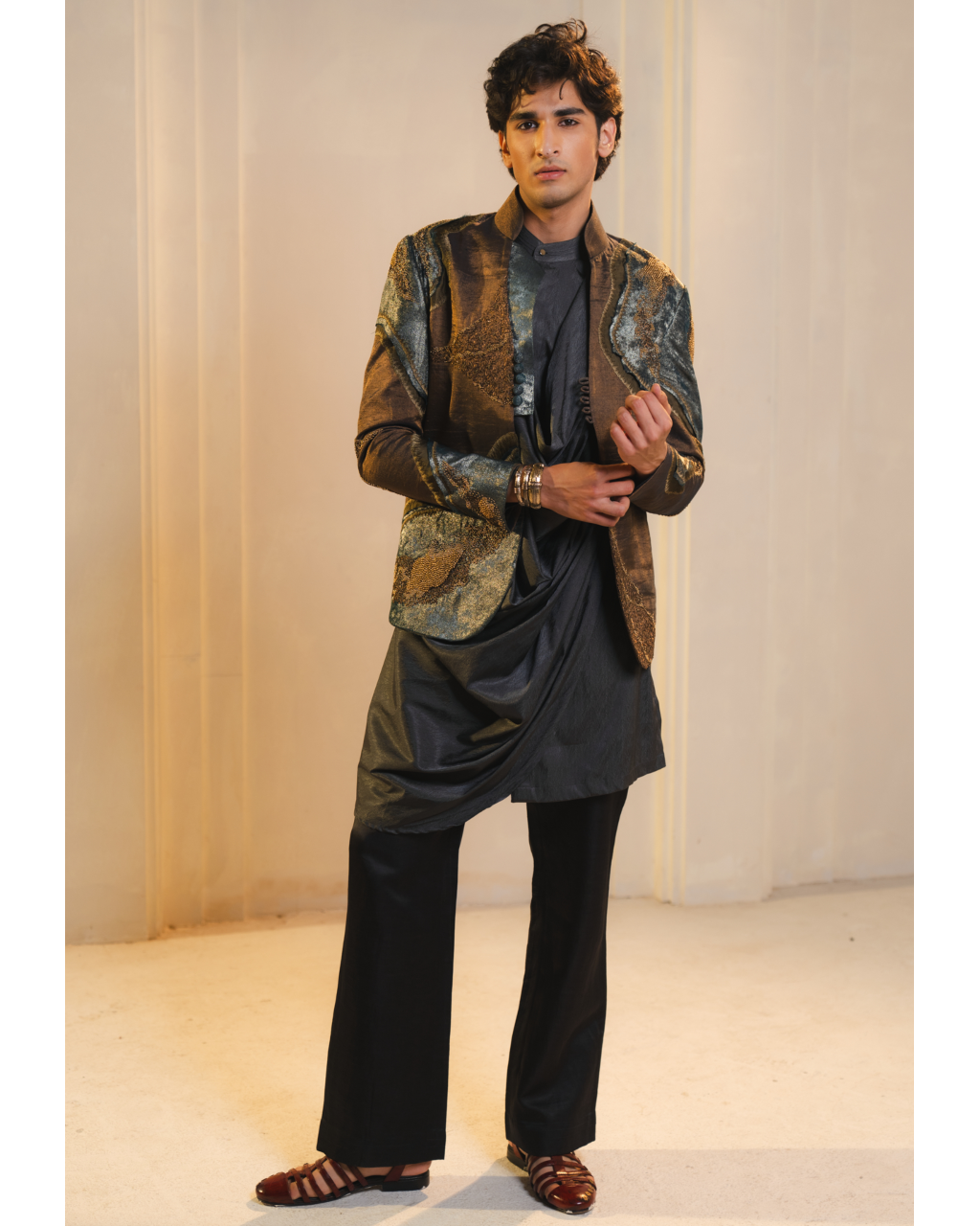 Bronze Tissue Short Jacket Set