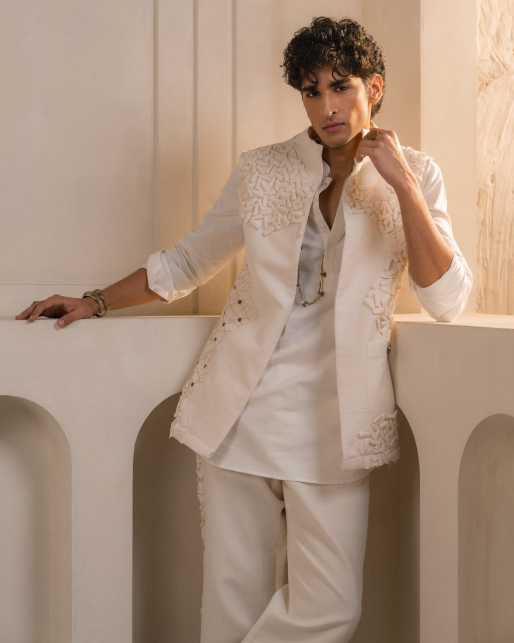 Ivory Cotton Linen Shacket Set