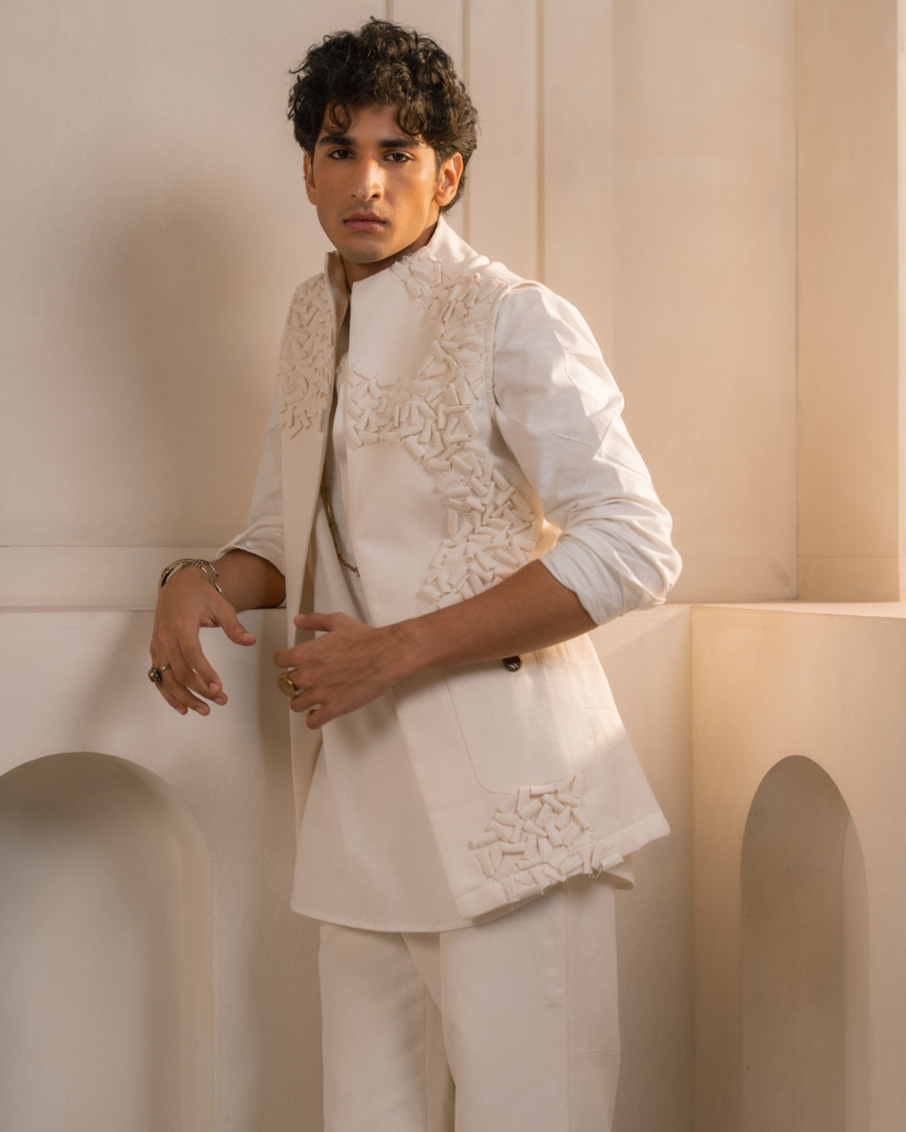 Ivory Cotton Linen Shacket Set