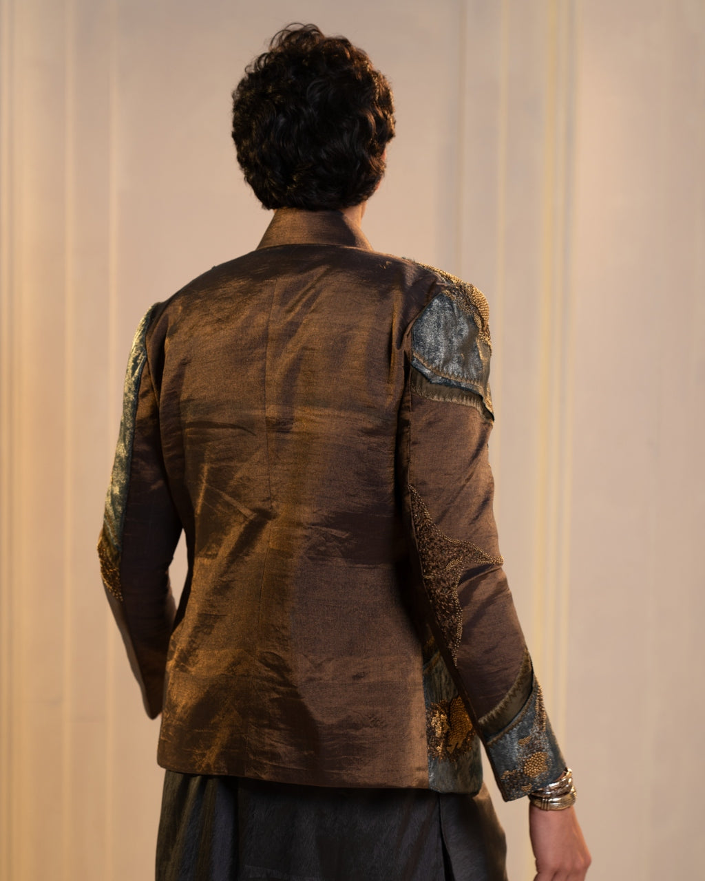 Bronze Tissue Short Jacket Set