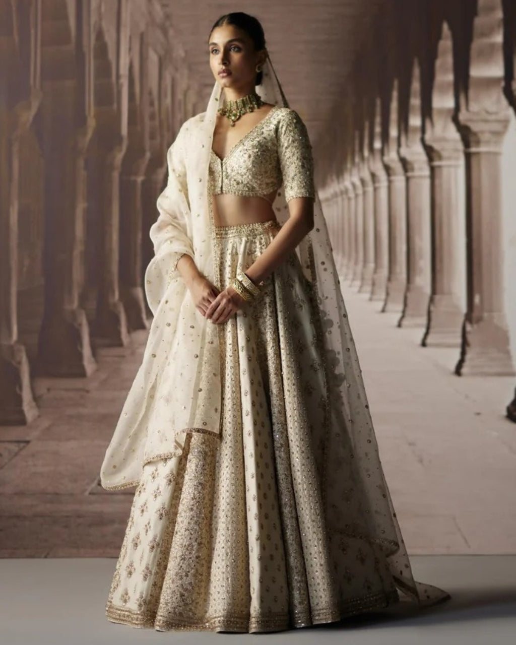 Ivory Panel Lehenga