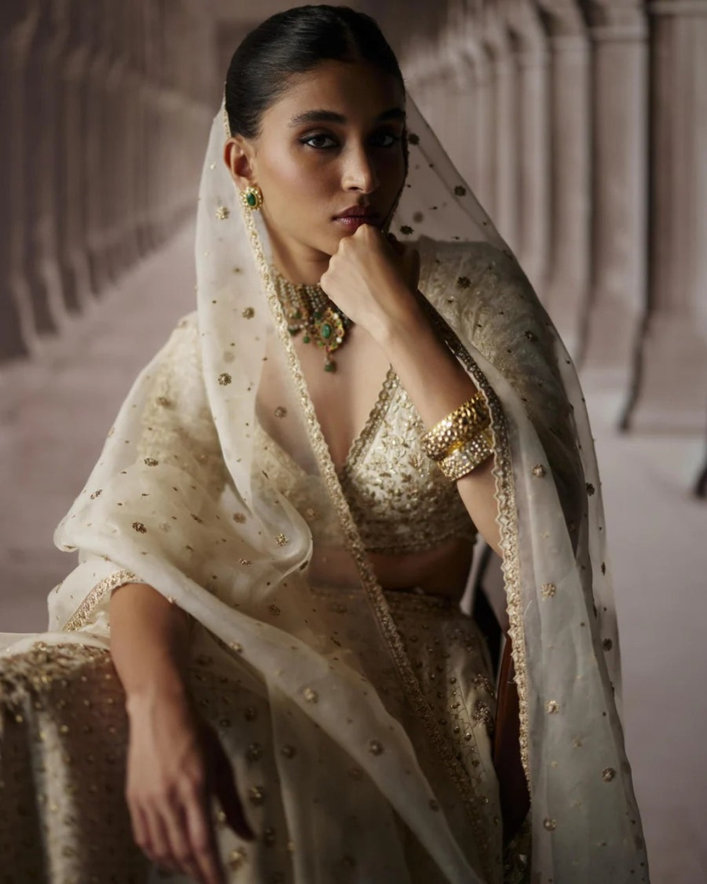 Ivory Panel Lehenga