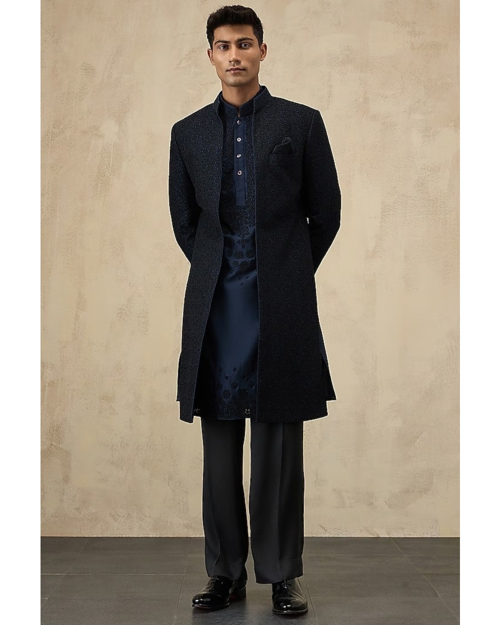 Navy Blue Double Shaded Kurta Set