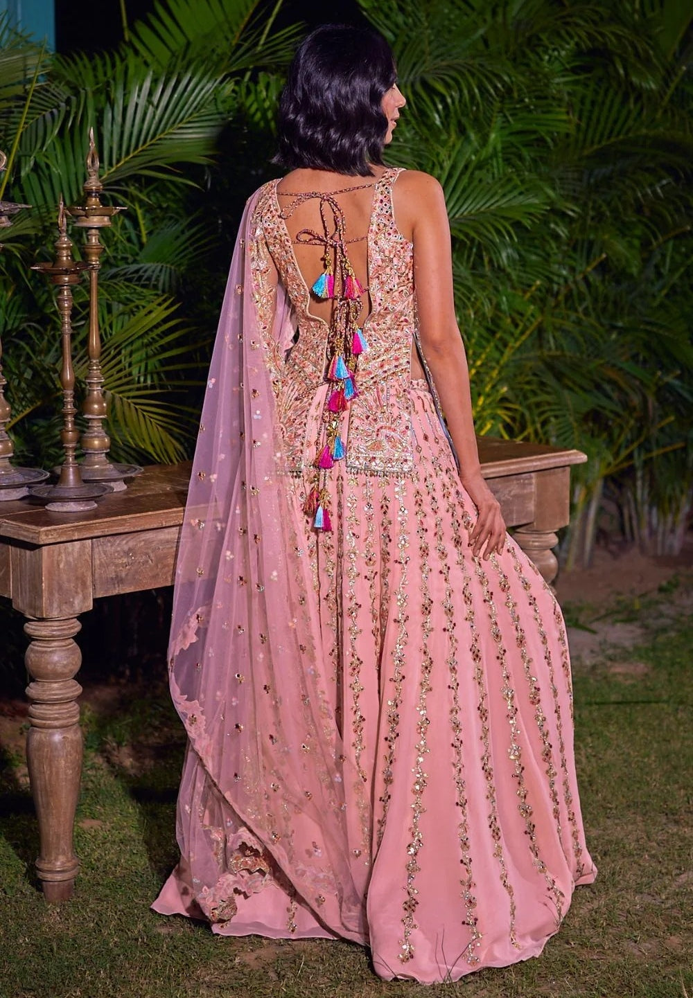 Peach Georgette Sharara Set