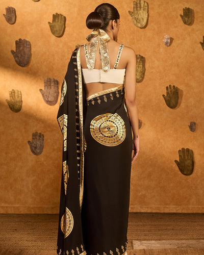 Black & White Moon Fish Sari