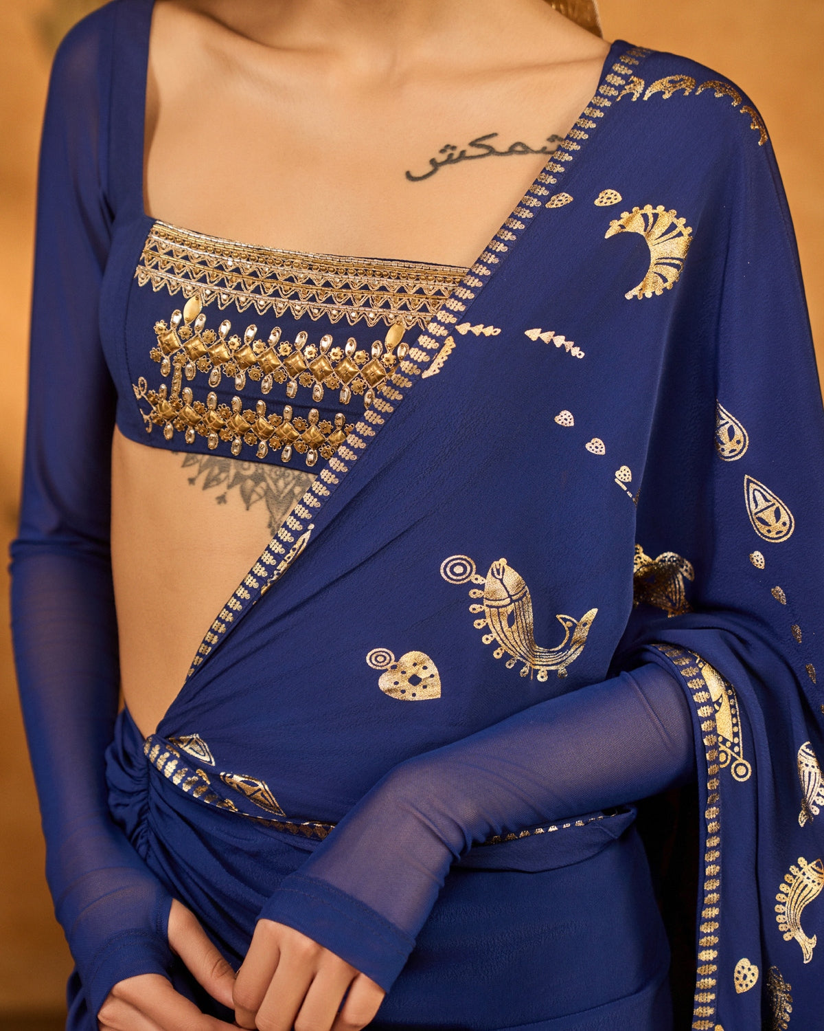 Sapphire Folkstone Draped Sari