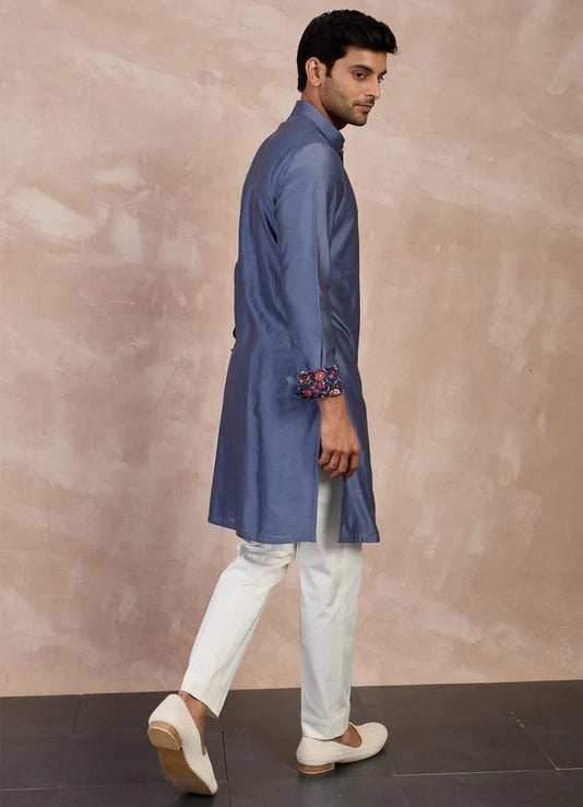 Plain Chanderi Silk Straight Kurta Set