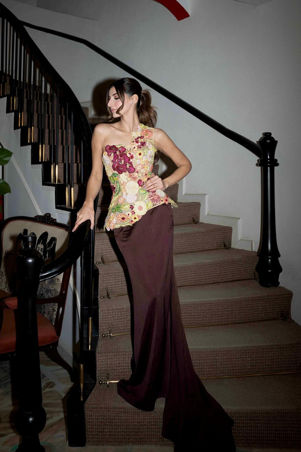 Zahra Malik In Enchanted Garden Corseted Belt Drape Set