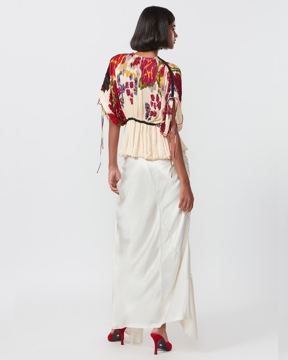 Ivory Kaftan Top And Skirt Set