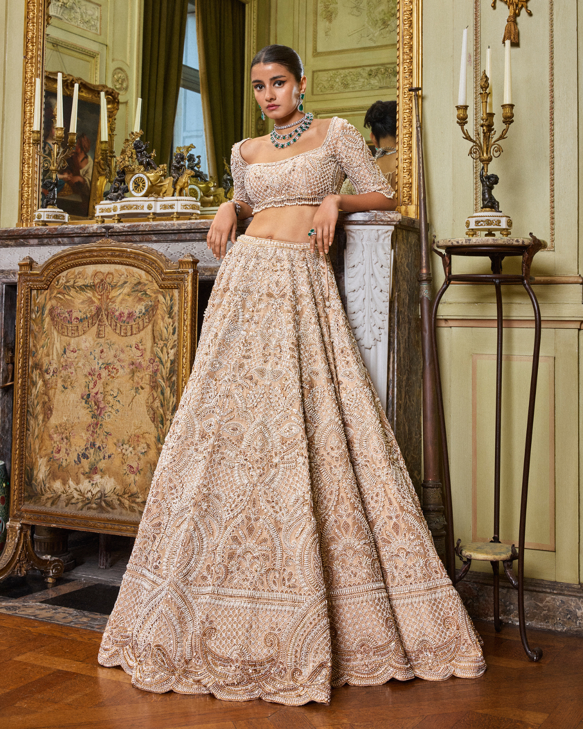 Sequin Embroidered Blouse Lehenga Set by Seema Gujral