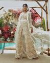 Ivory Pearl Drop Embroidered Jacket Set by Ridhima Bhasin at KYNAH