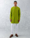 Green Ikat Print Chanderi Kurta Set by Devnaagri