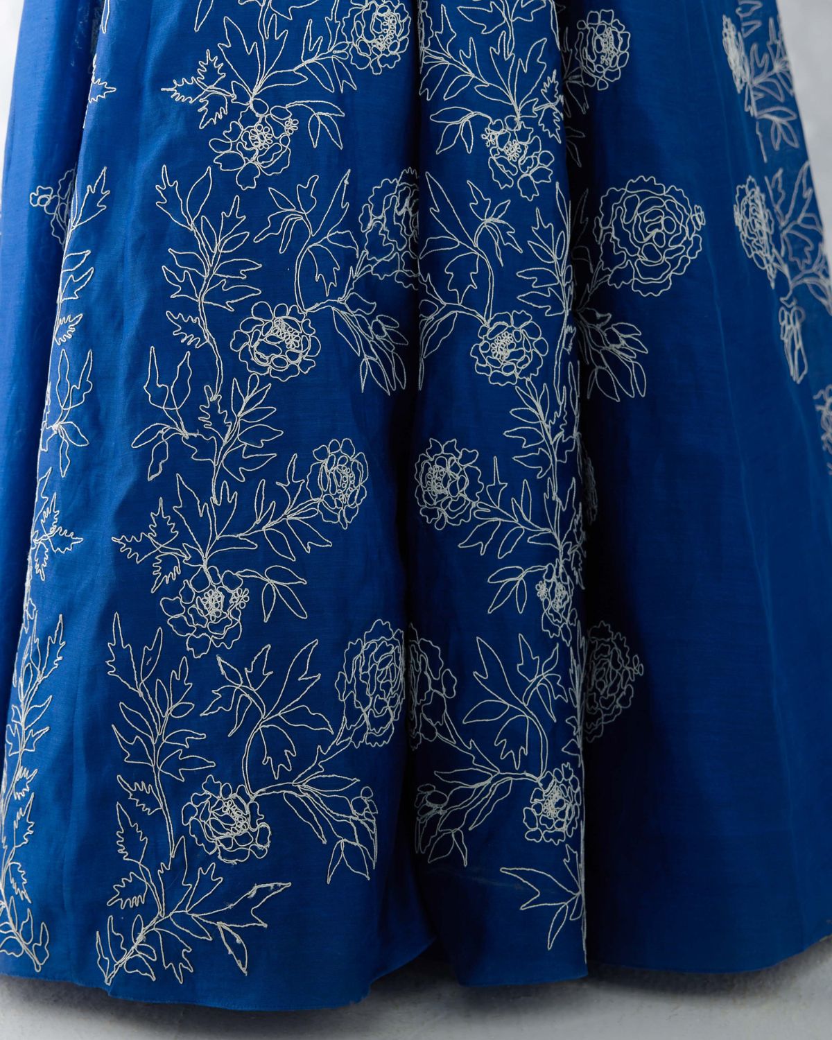 Blue Floral Embroidered Silk Lehenga Set