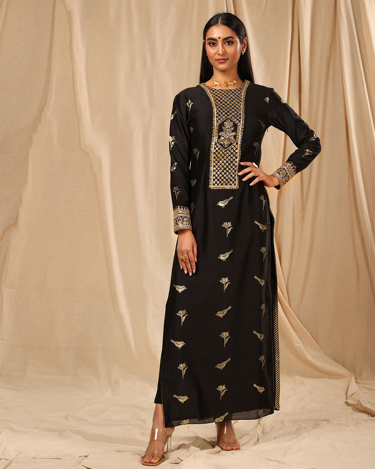 Black Vintage Fiona Kurta