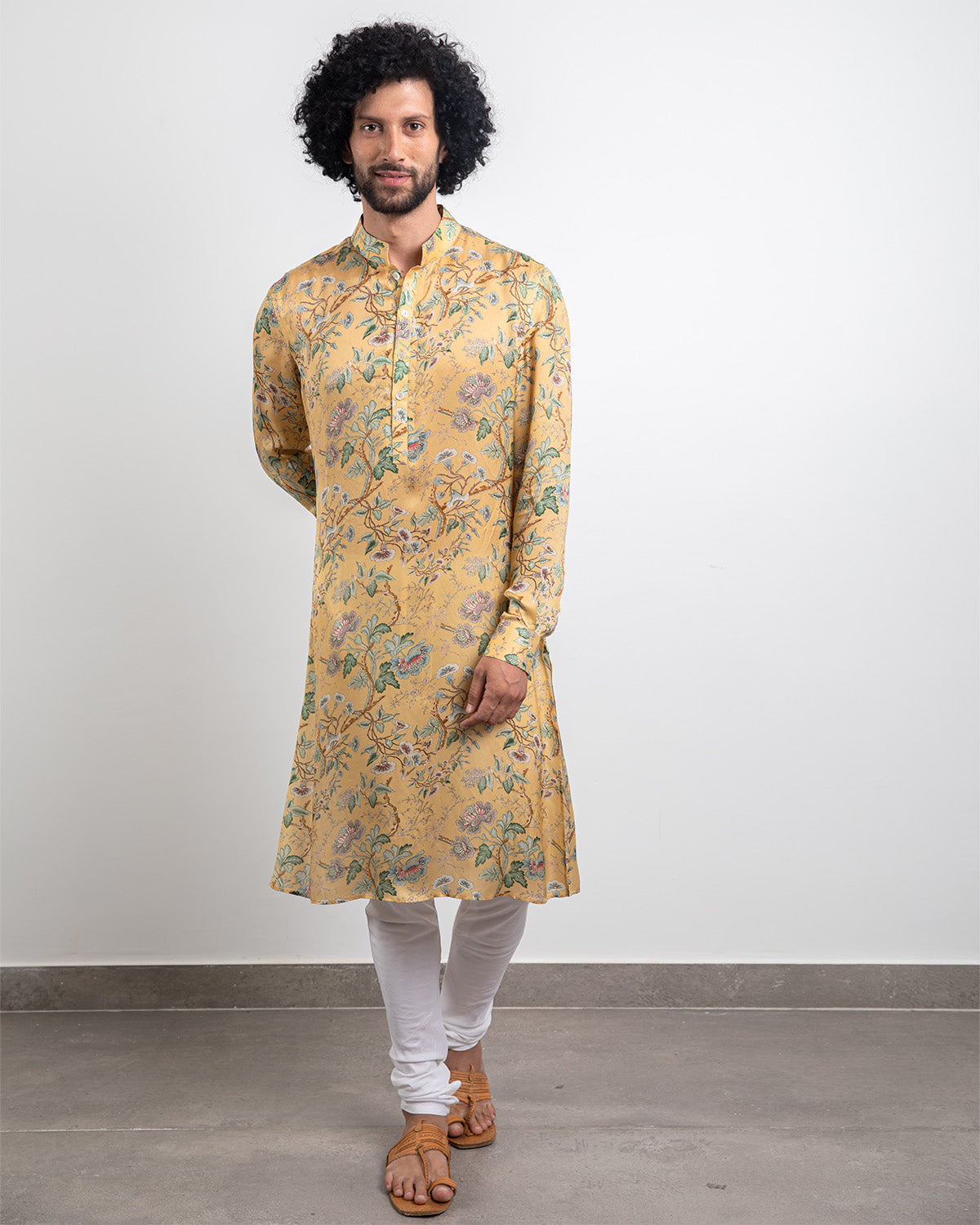 Yellow Modal Silk Kurta Set