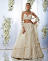 Ivory Sequins Embroidered Lehenga Set by Seema Gujral at KYNAH