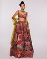 Pink Indian Organza Divergence Skirt Set by Aisha Rao at KYNAH