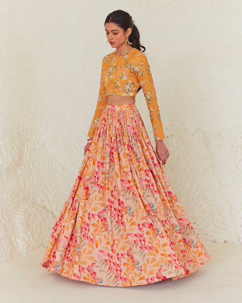 Shop Blue Embroidered Floral Lehenga with Dupatta Online in USA – Pure  Elegance