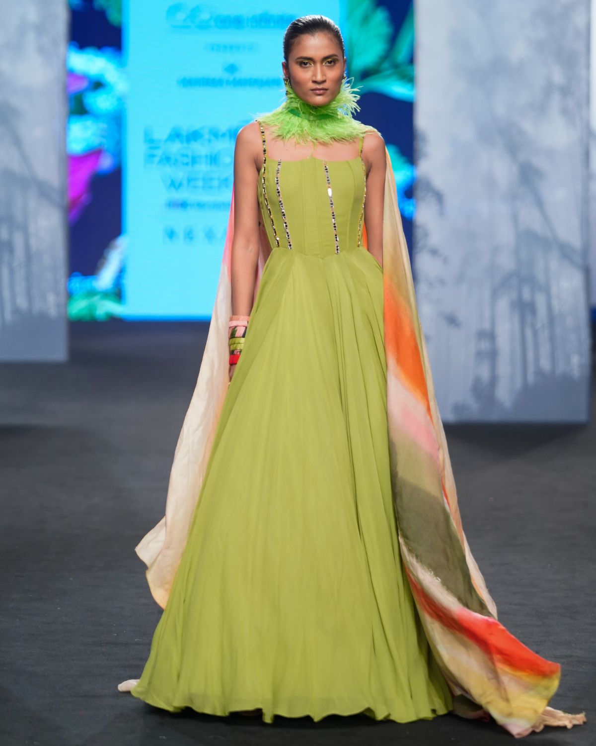 Lime Green Corset Anarkali Set | Mahima Mahajan