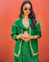 Vintage Emerald Silk Lace Bandhini Set by The Little Black Bow