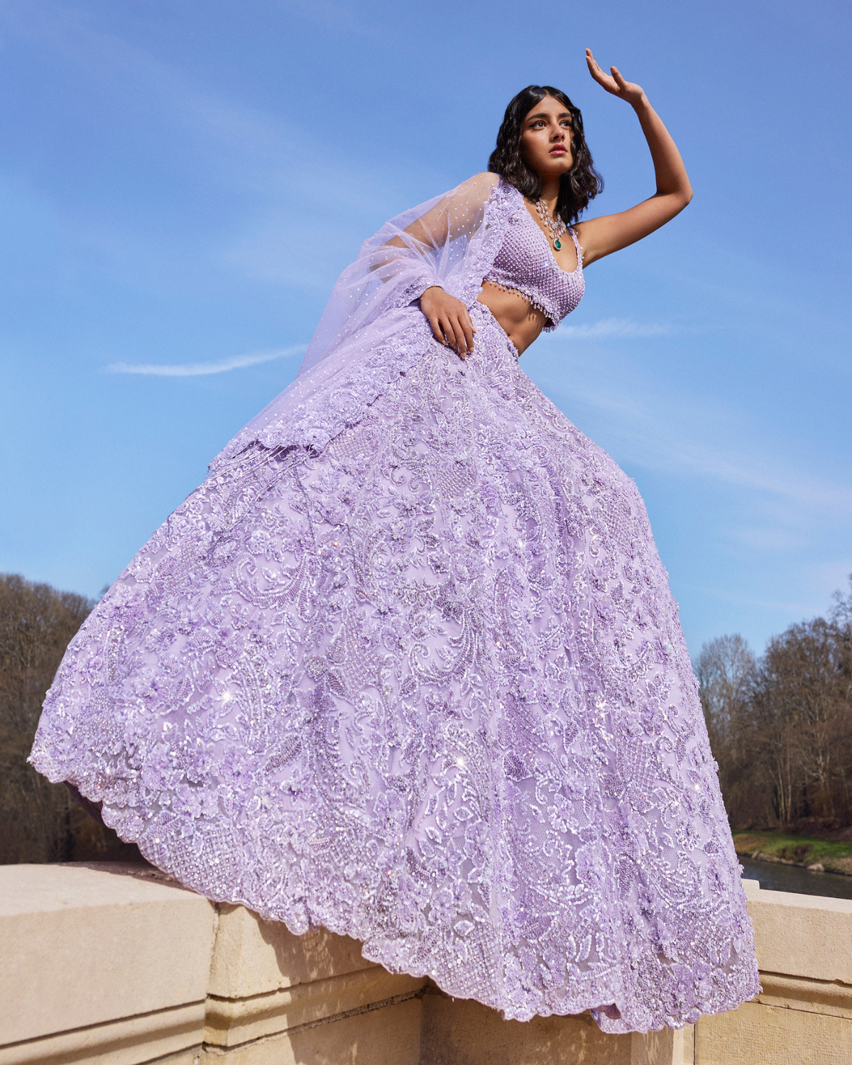 Mauve Sequin Lehenga Set Seema Gujral – KYNAH - Main Image