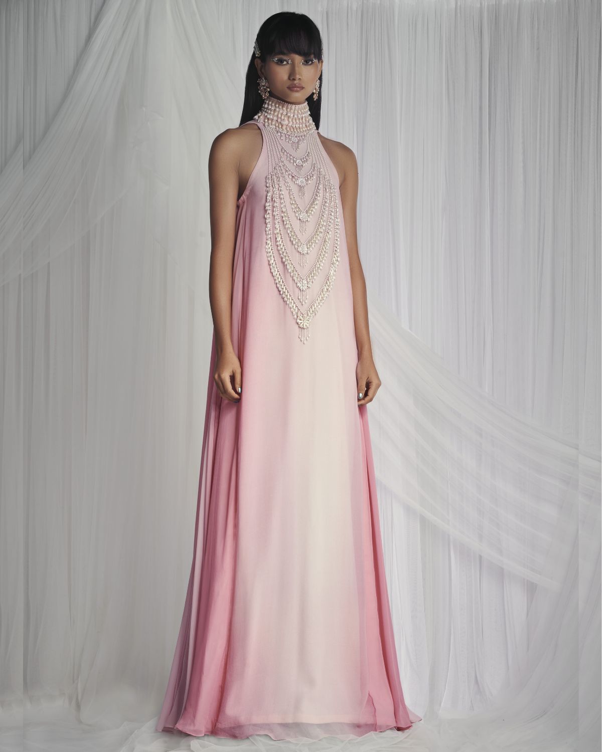 Rose Quartz Gown With Pearls