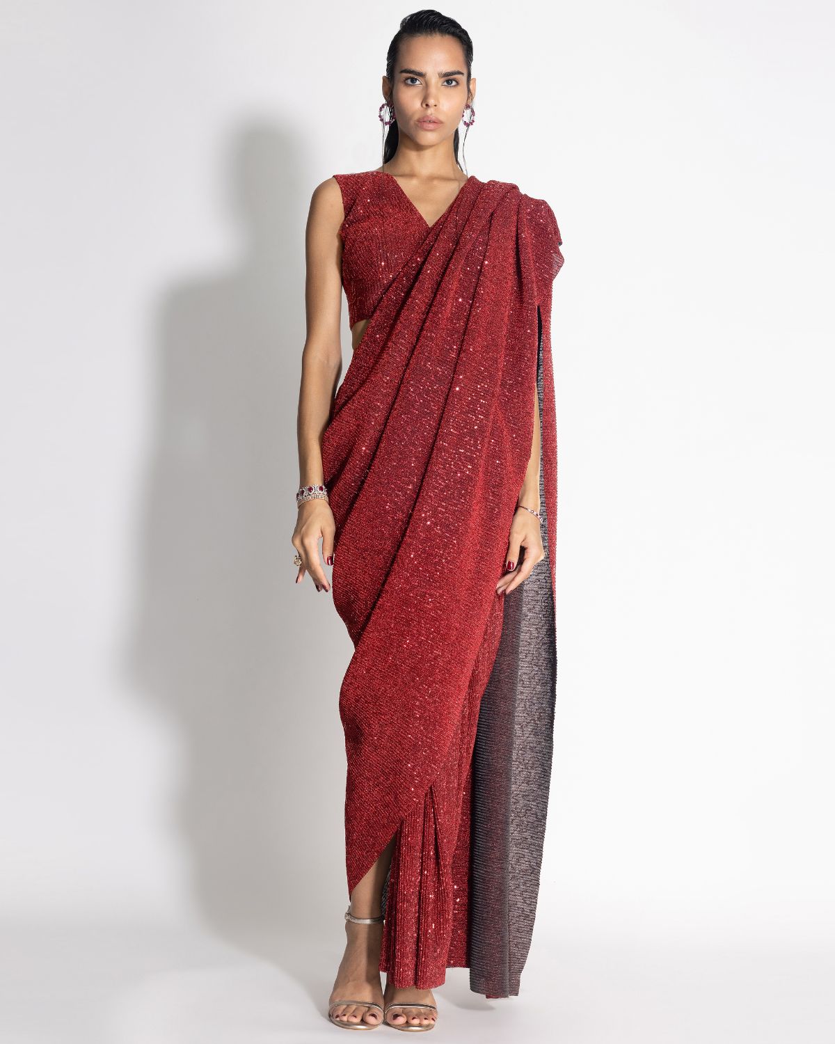 Sequins Sari With Top | 431-88