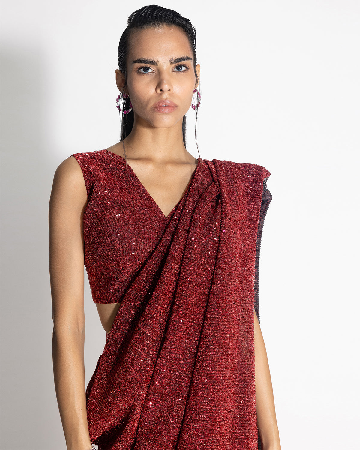 Sequins Sari With Top