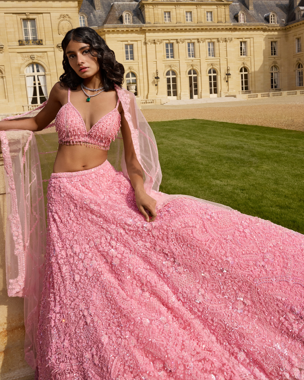Pink Embroidered Designer Party Wear Sequin Lehenga Choli TDS2850 –  TheDesignerSaree