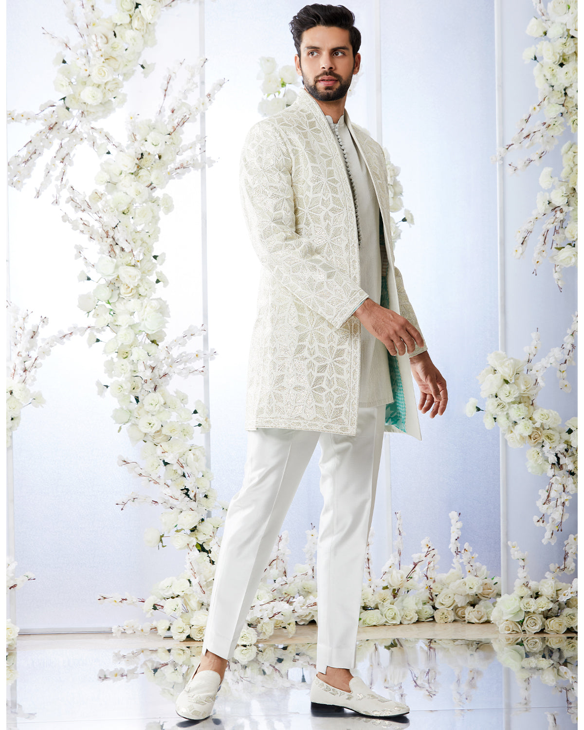 Buy online White Solid Sherwani Set from Clothing for Men by Hangup for  ₹2999 at 70% off | 2024 Limeroad.com