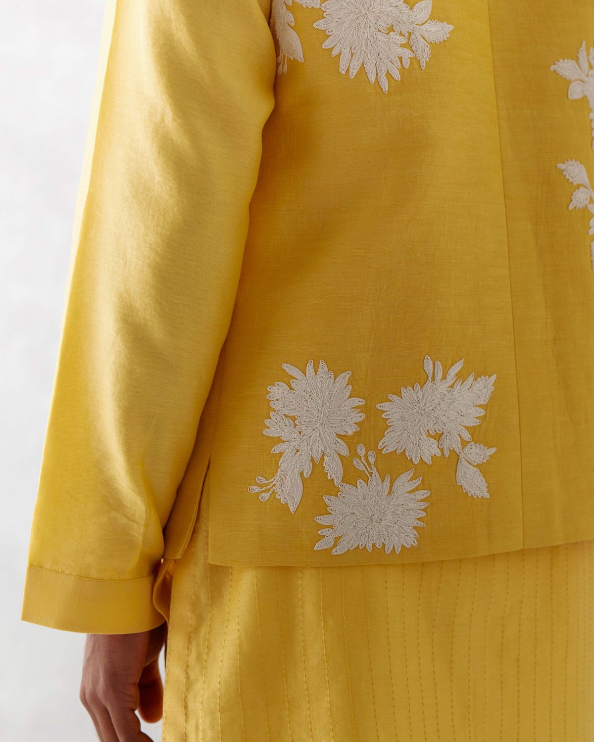 Mango Yellow Kurta With Embroidered Bandi Set