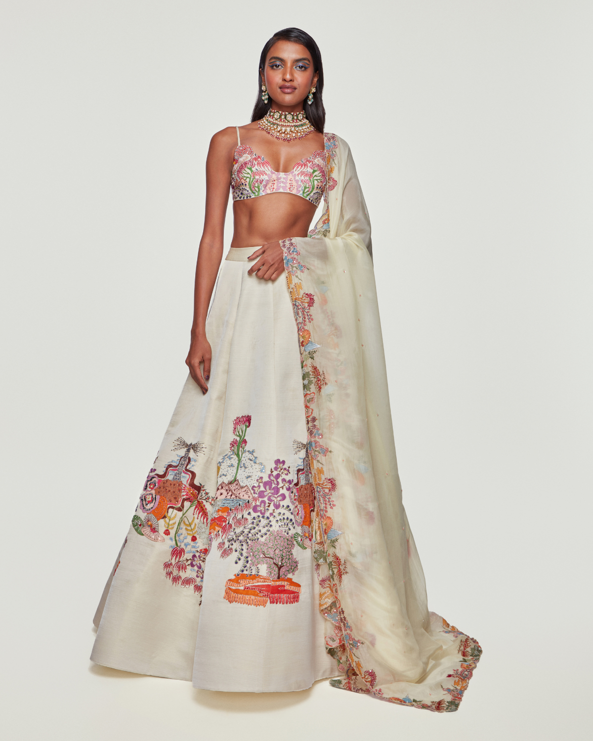 Ivory Divergence Appliqué Embellished Lehenga