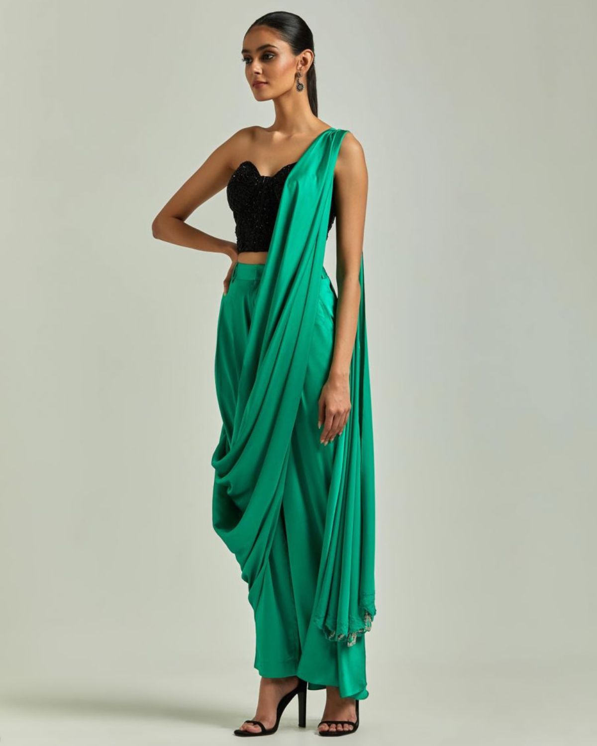 Emerald Green Pant Sari Set