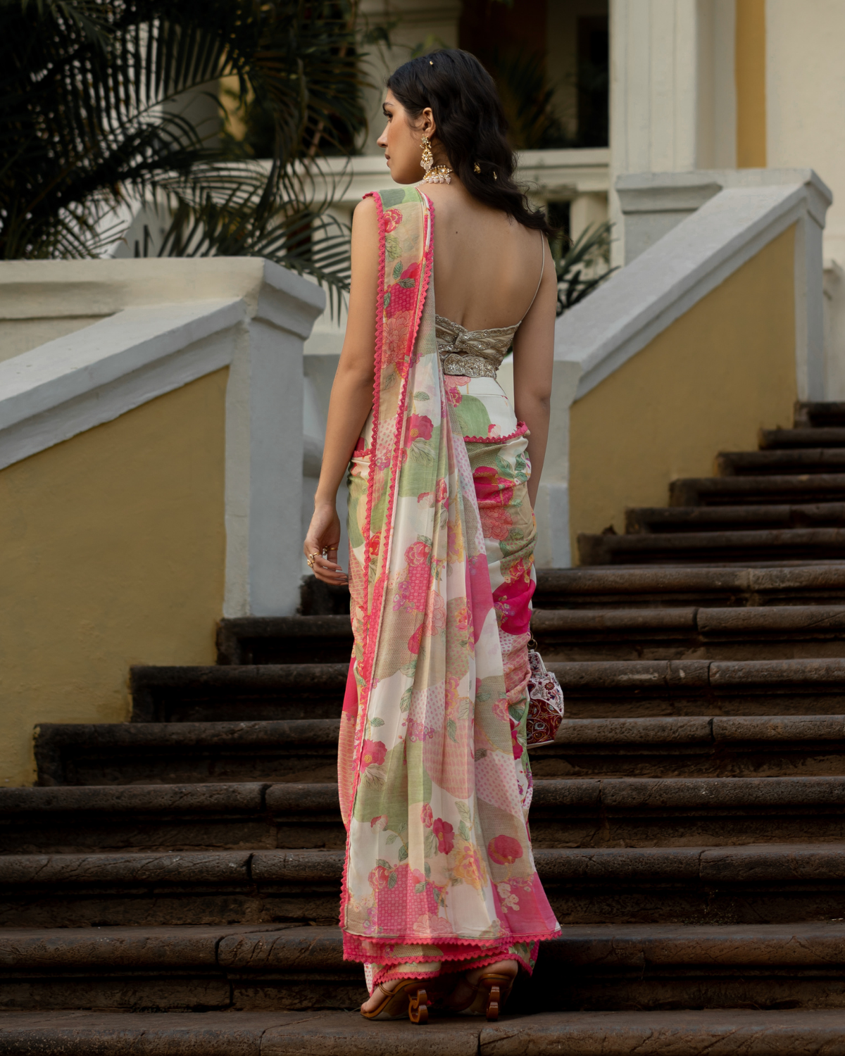 Multicolored Naksha Sari Set by Paulmi & Harsh