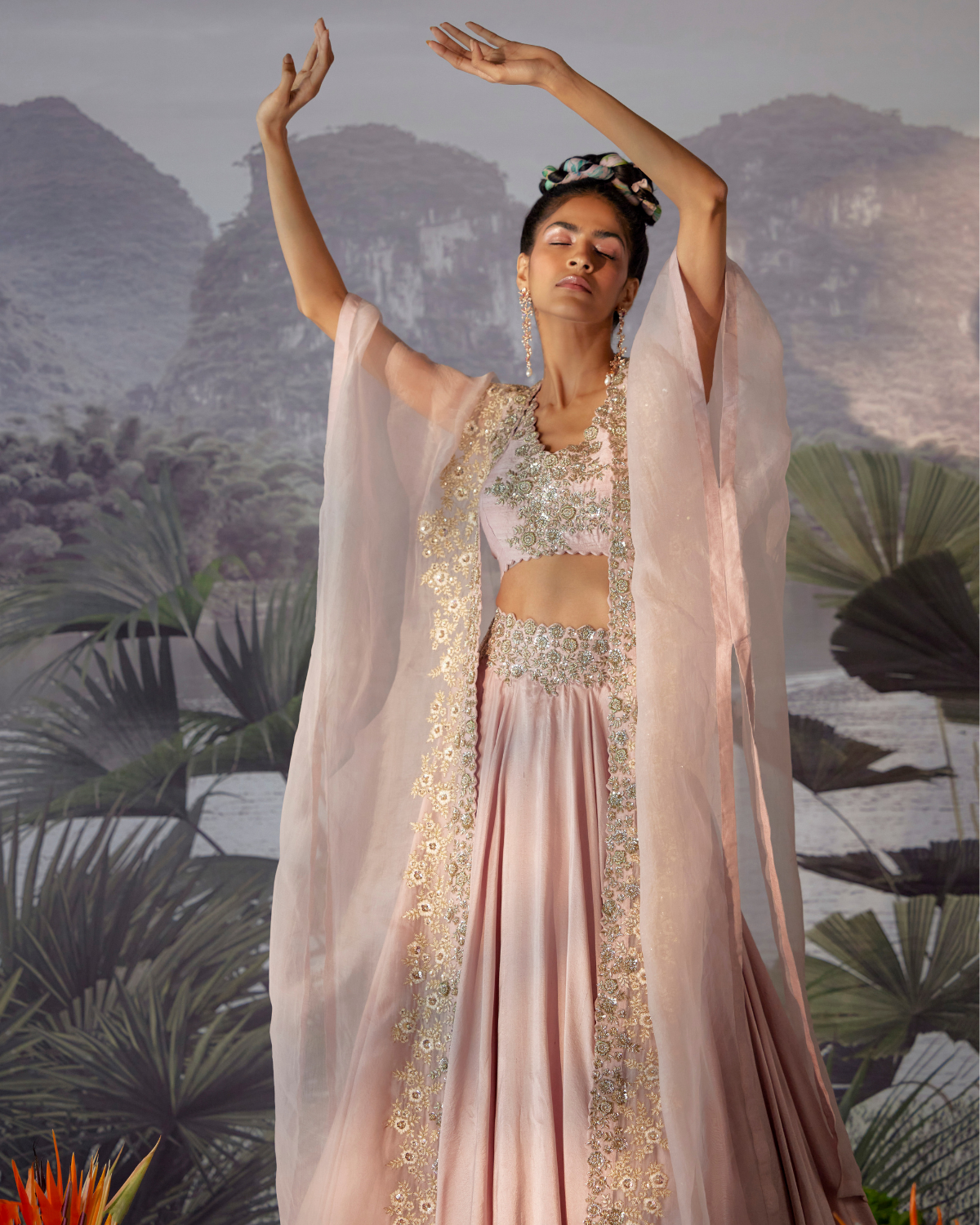 Kamala Blush Pink Skirt & Cape Set