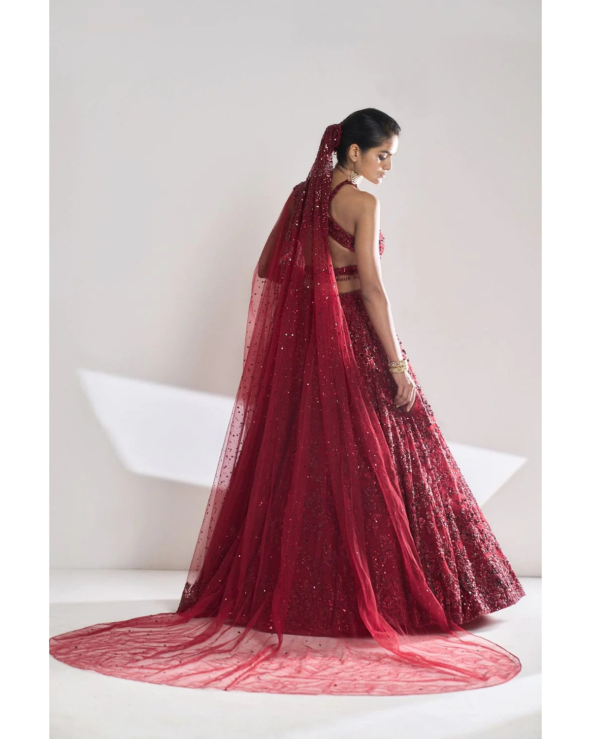 Maroon Sequin Lehenga Set