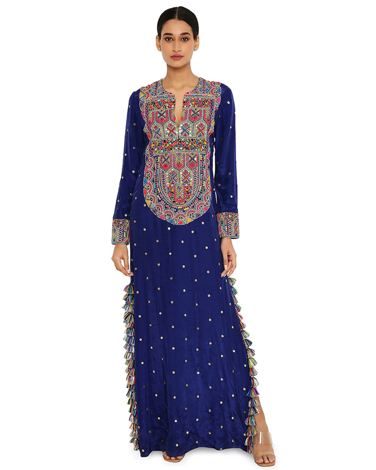 Midnight Blue Kaftan with Embroidered Kaftan by Payal Singhal at KYNAH