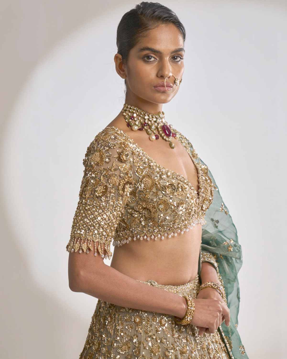 Gold Embroidered Lehenga Set Design by Angad Singh at Pernia's Pop Up Shop  2023