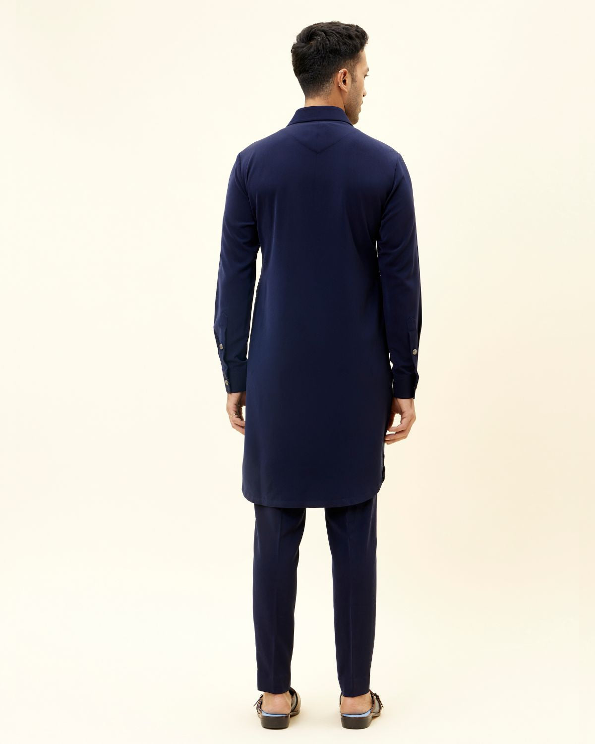 Blue Volvo Kurta With Metal Buttons With Pants
