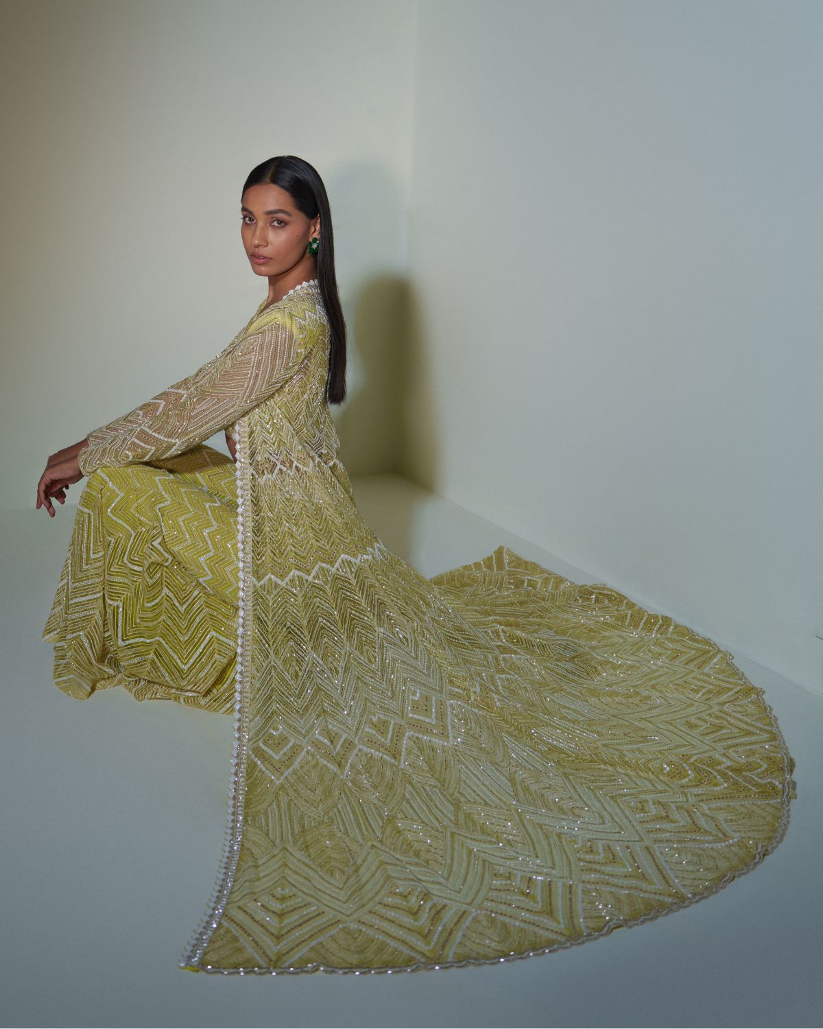 Shop Online Silk Wedding Floor Length Gown : 233588 -