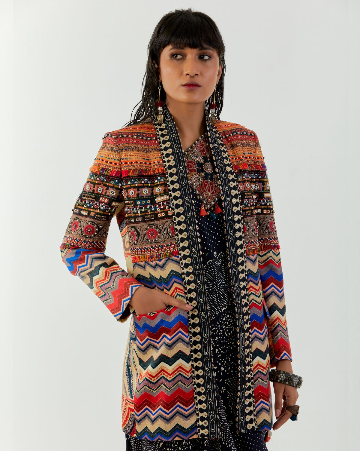 Multi-Colored Embroidered & Printed Jacket