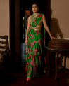 Green Full bloom Sari Set by Paulmi & Harsh