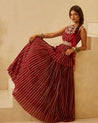 Red Peplum & Skirt Set by Bhumika Sharma