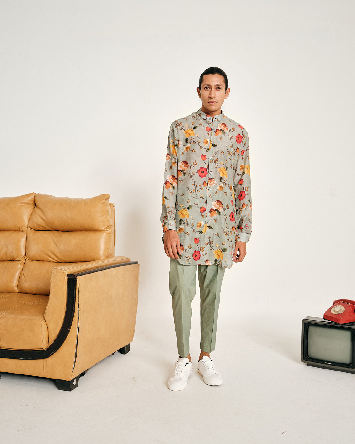 Dusk Flora Malai Cotton Kurta and Matching Pajama Set