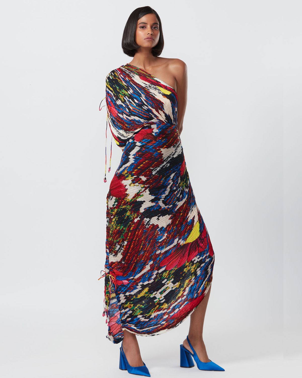 Multi-Colored Floral Printed Sari Dress