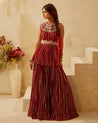 Red Peplum & Skirt Set by Bhumika Sharma