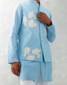Sky Blue Kurta With Embroidered Bandi Set | Devnaagri