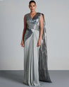 Ice Gray Metallic Winged Sari by Amit Aggarwal