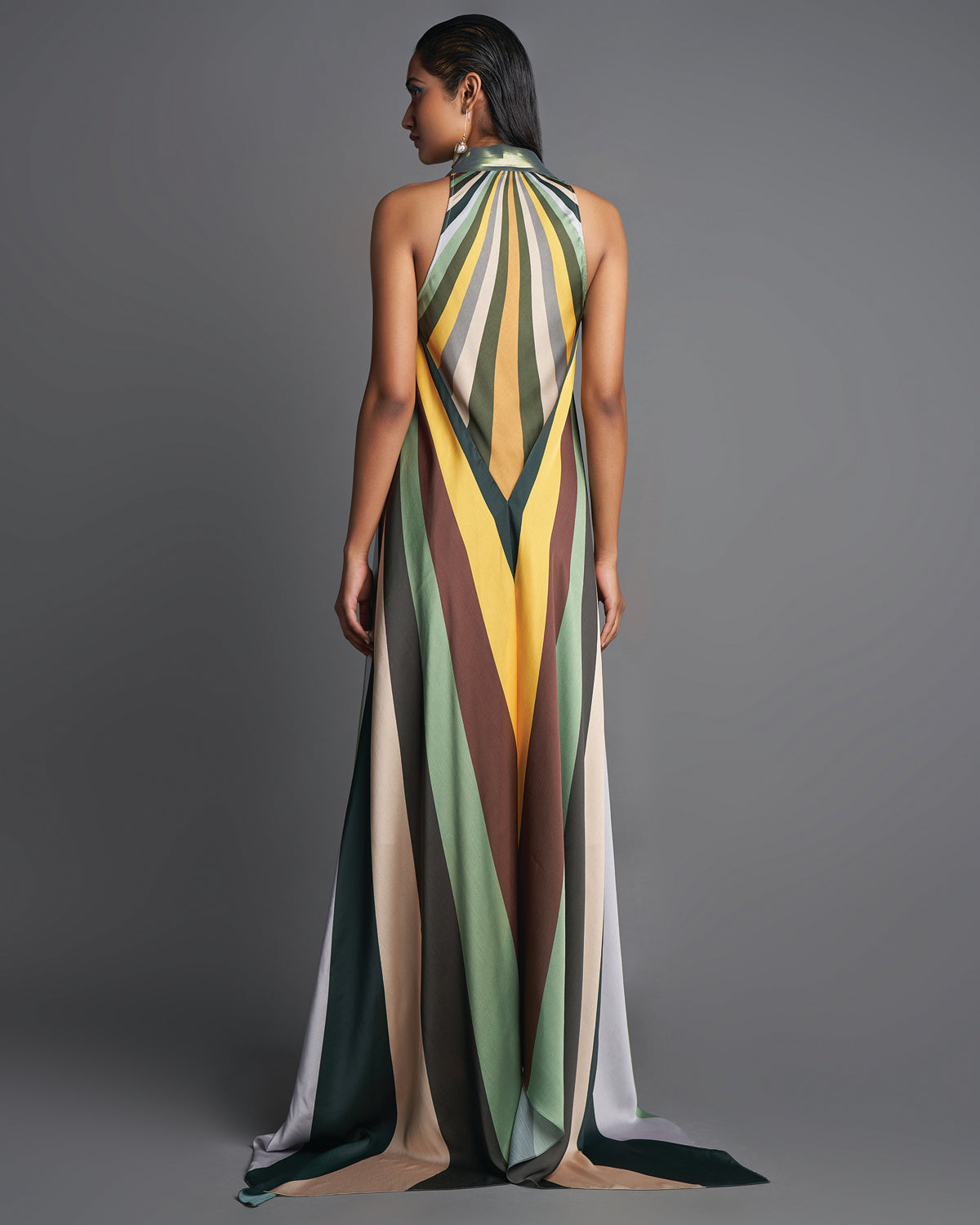 Emerald Sunray Metallic Draped Dress